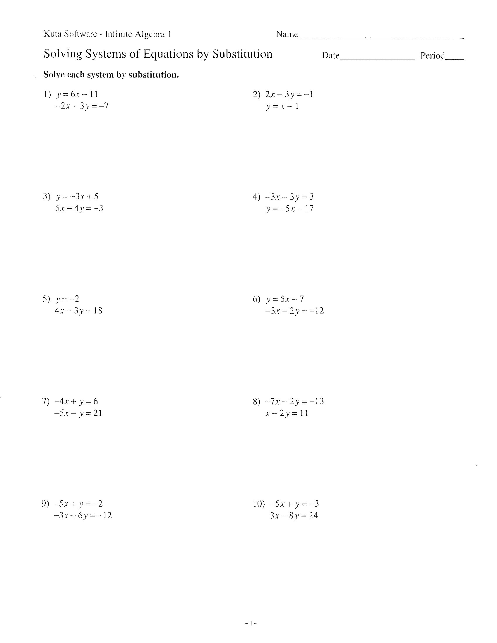 Systems Of Equations The Learning Connection