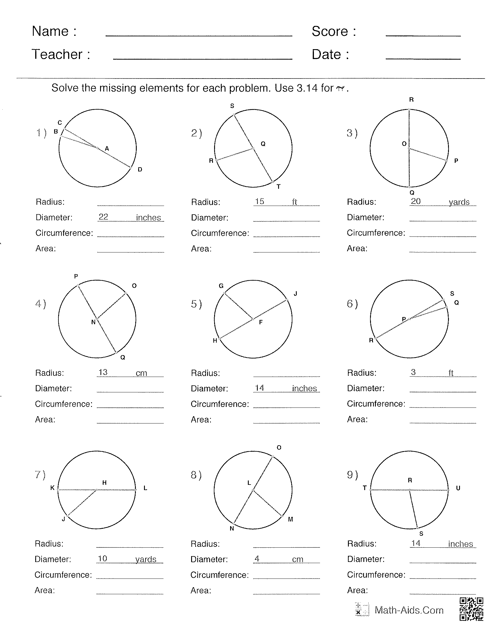 circle problem solving worksheet