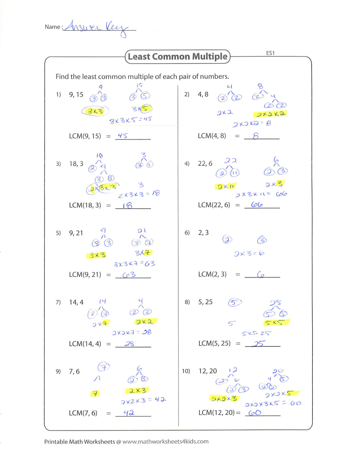 what is the least common multiple of 2 3 and 9 answer