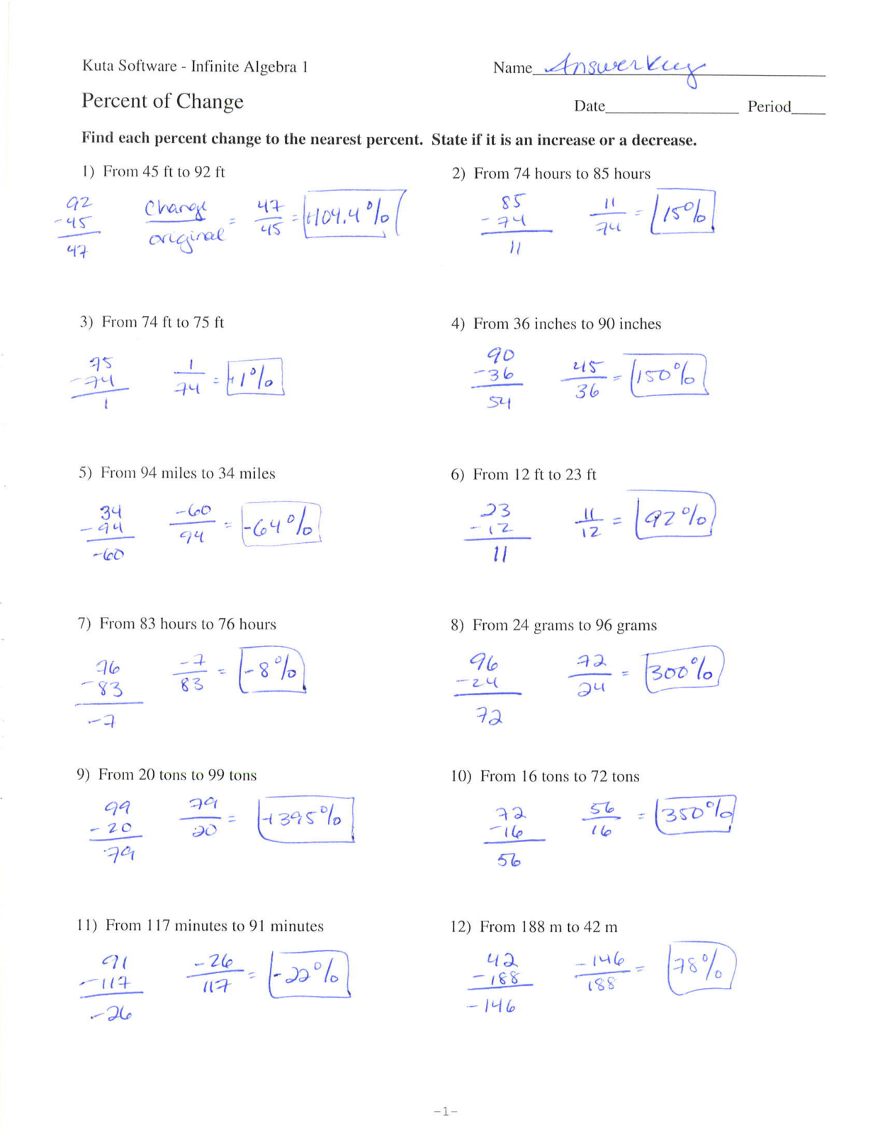 percents homework