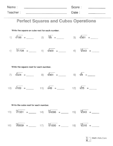 Square Roots and Cube Roots | The Learning Connection