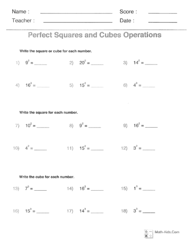 Squares and Cubes | The Learning Connection